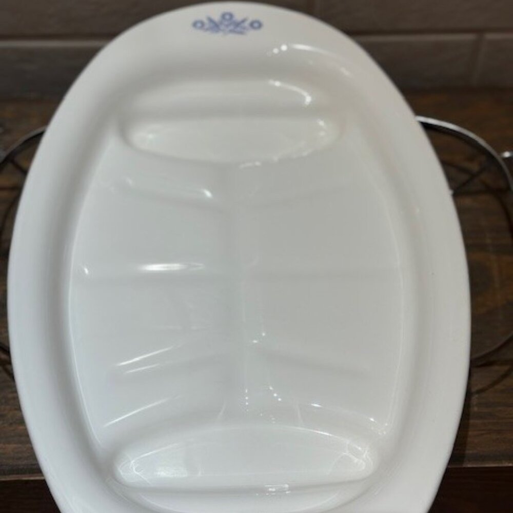 Vintage CORNING WARE P-19 Oval Serving Platter Tray Roast Blue Cornflower Canada